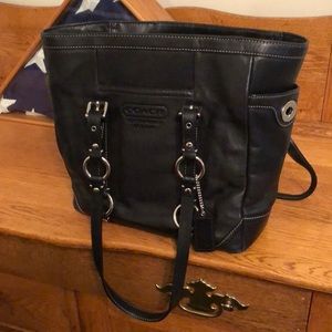 Black leather Coach purse